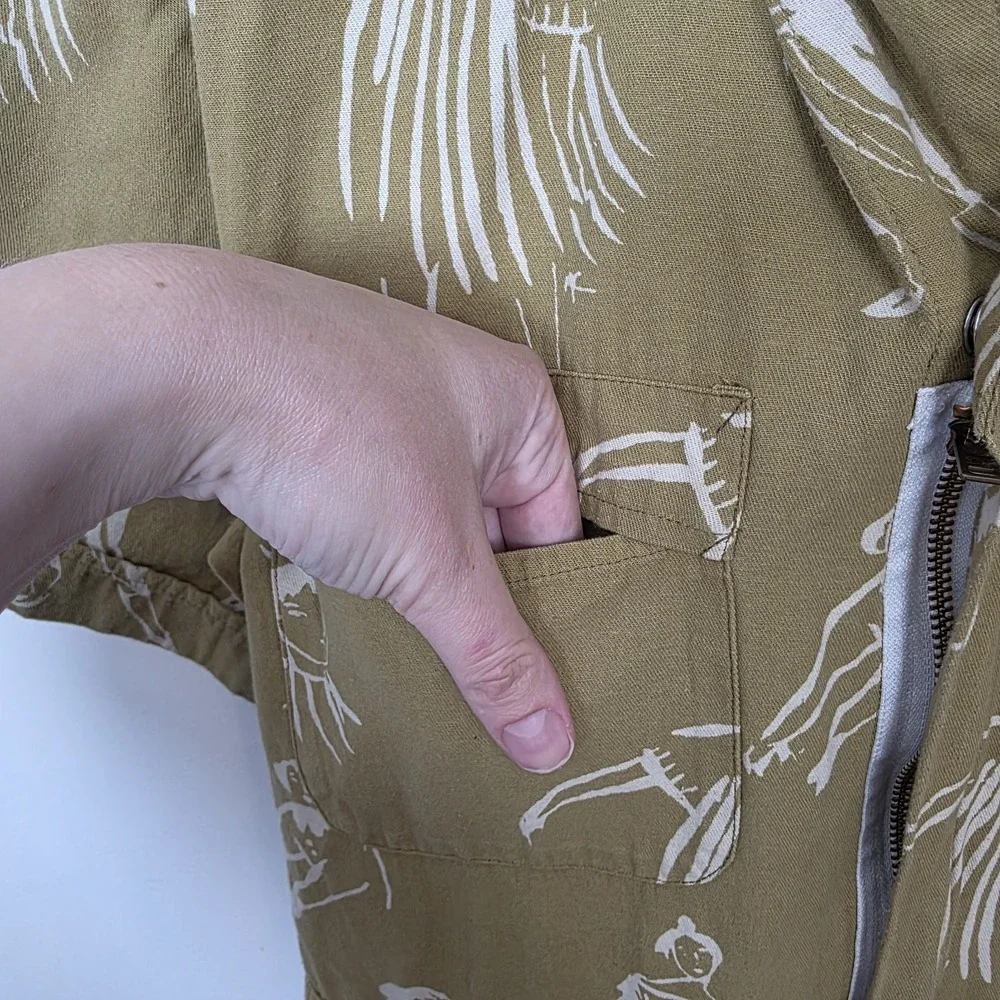 My Little Belleville Green Cream Printed Cotton Willow Boiler-Suit Jumpsuit Sz L - Picture 4 of 14